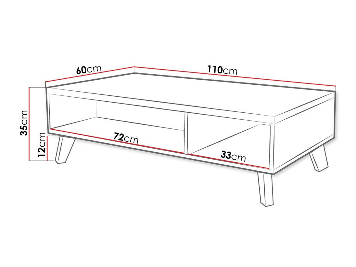Žurnālu galdiņš Larfloi 101 (Votan ozols + Melns)