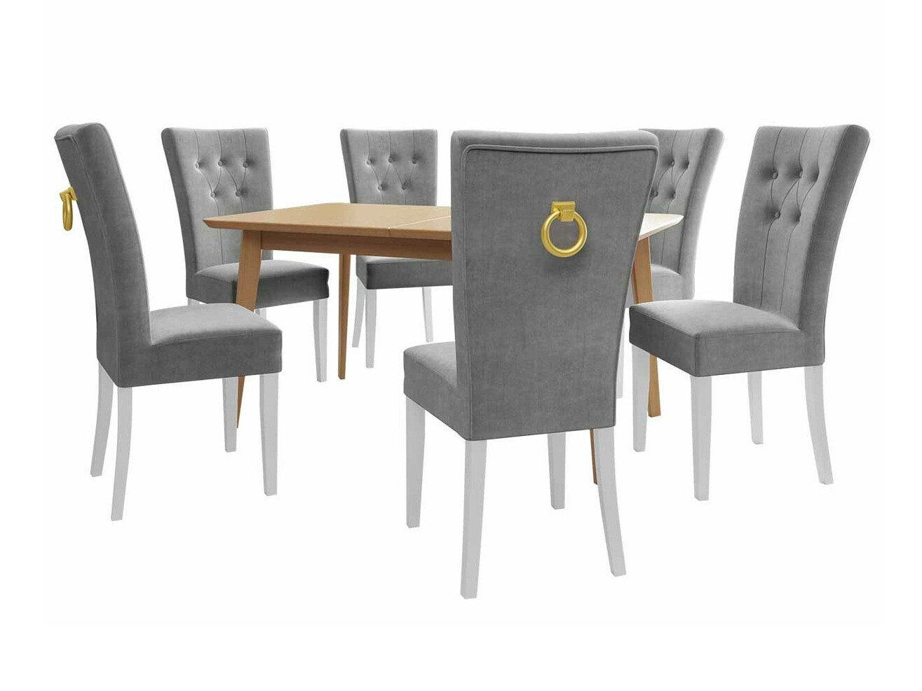 Ēdamistabas komplekts Racine 144 (Balts + Magic Velvet 2217)