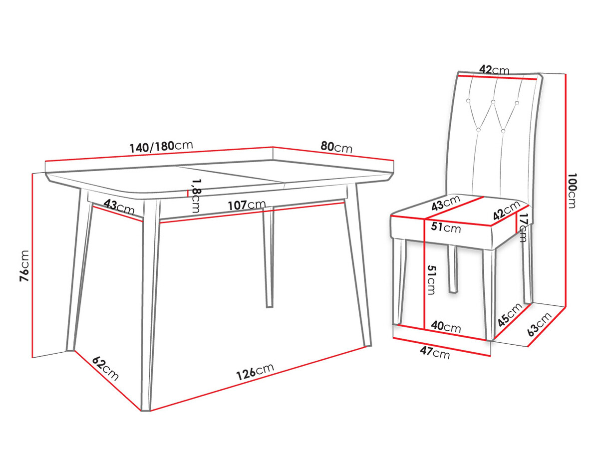 Ēdamistabas komplekts Racine 144 (Melns + Magic Velvet 2219)