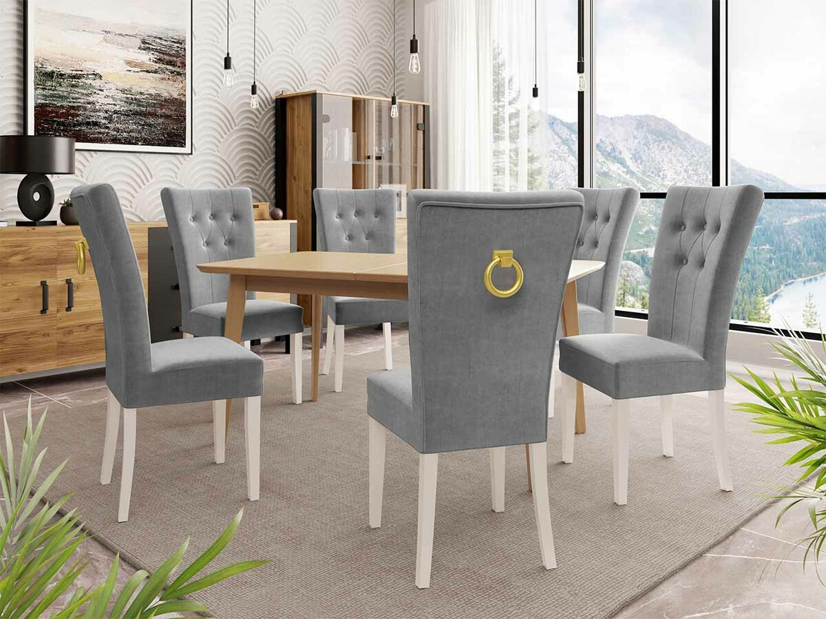 Обеденный гарнитур Racine 144 (Белый + Magic Velvet 2217)