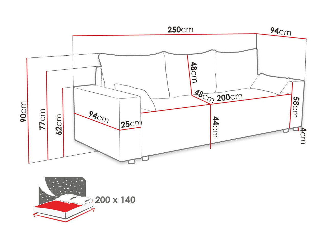 Dīvāns gulta Clovis 104 (Poso 5)