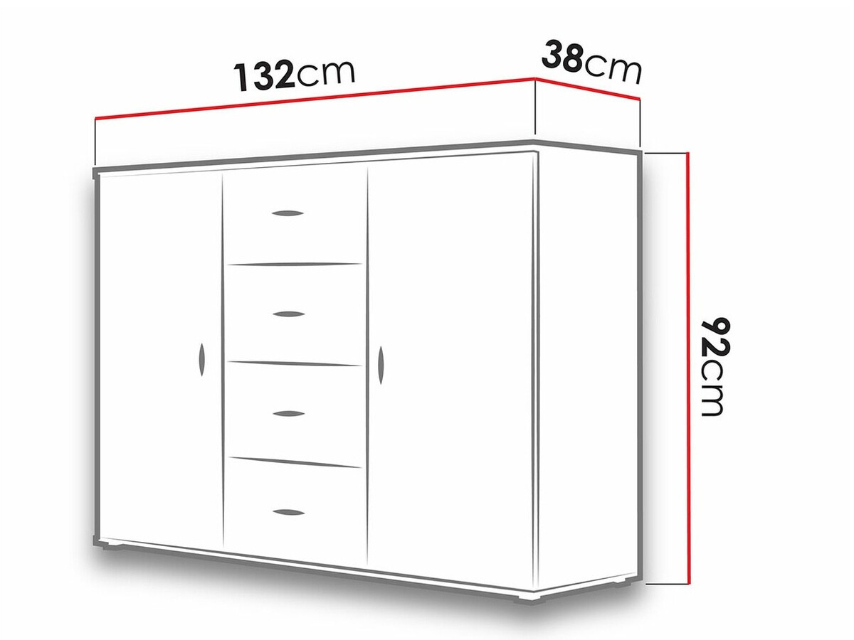 Kumode Charlotte 118 (Lefkas ozols + Melns)