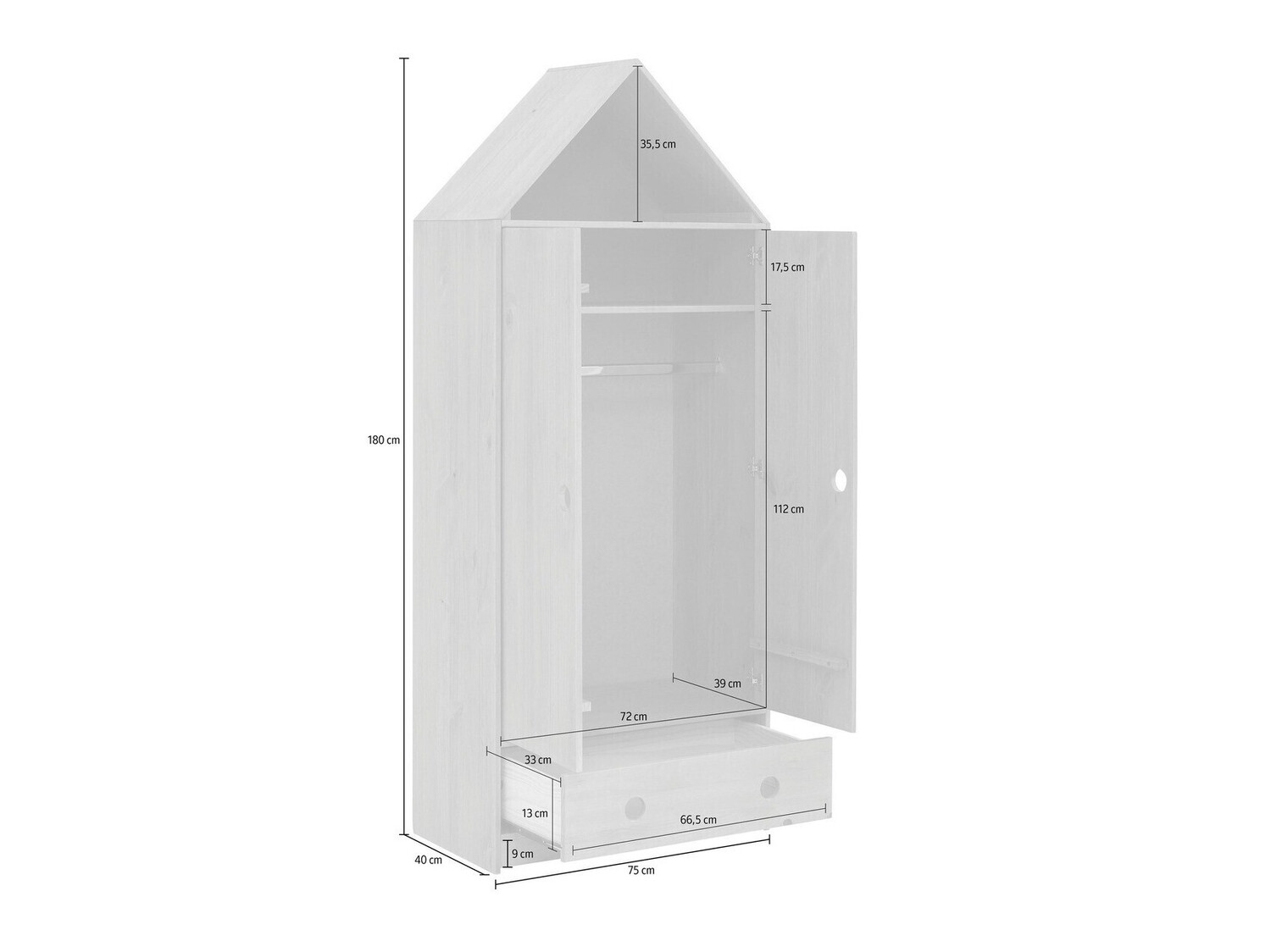 Bērnu istabas komplekts Ruvfiva 120 (Pelēks)