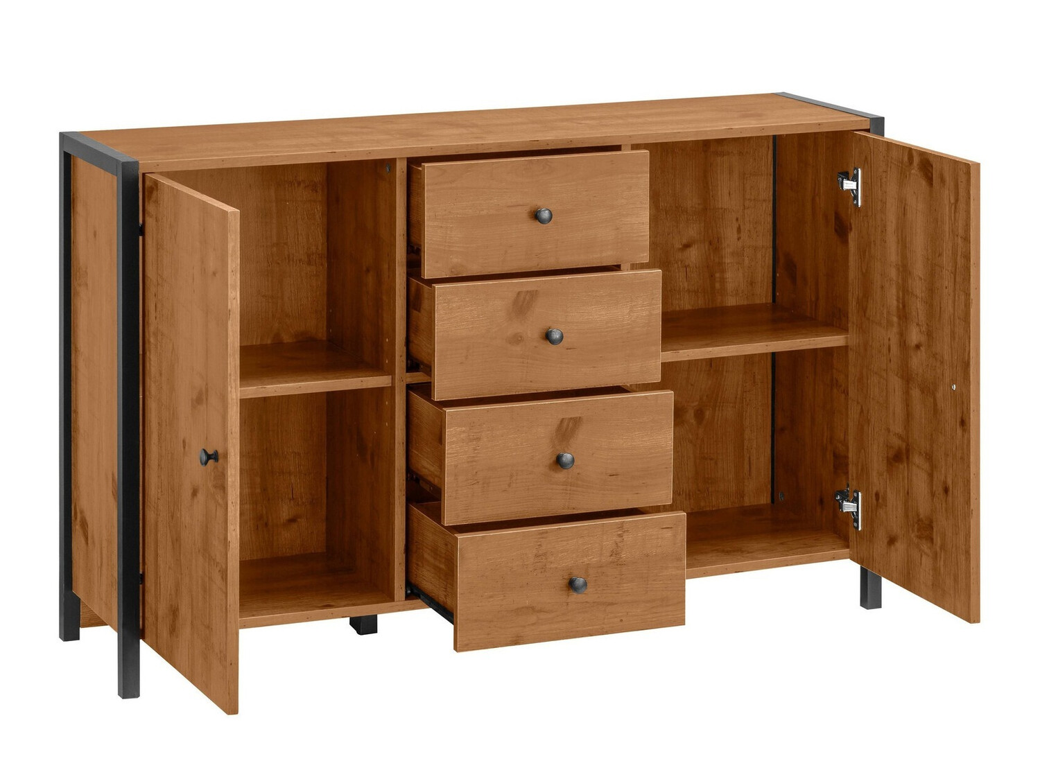 Kомод Larnovo 103 (Темный дуб + Чёрный)