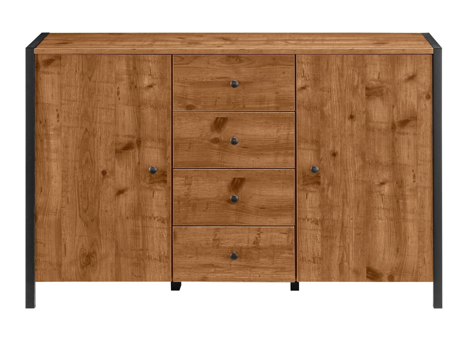 Kомод Larnovo 103 (Темный дуб + Чёрный)