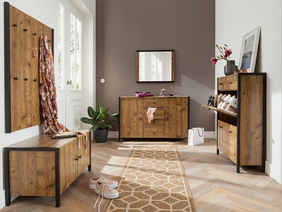 Kомод Larnovo 103 (Темный дуб + Чёрный)