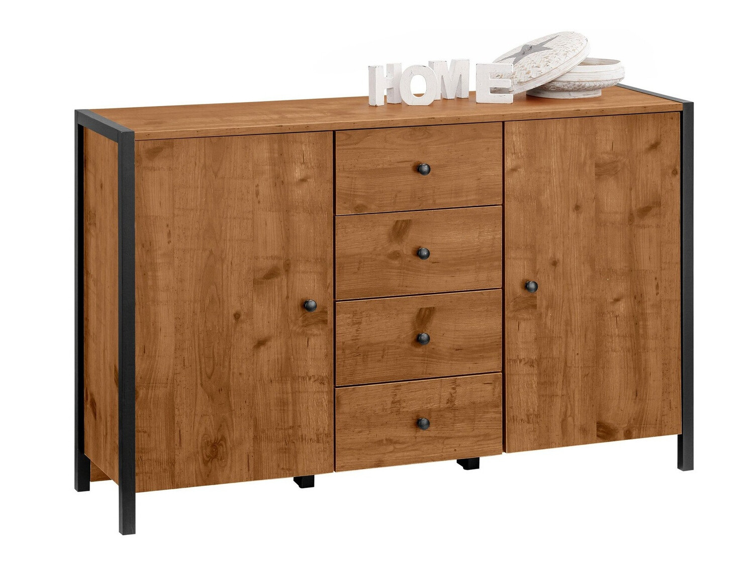 Kumode Larnovo 103 (Tumšs ozols + Melns)