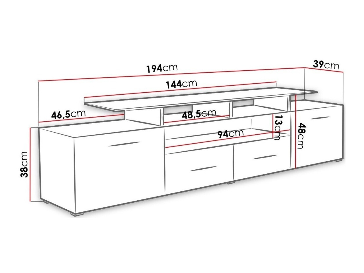 TV galds Charlotte 117 (Balts + Glancēts balts)