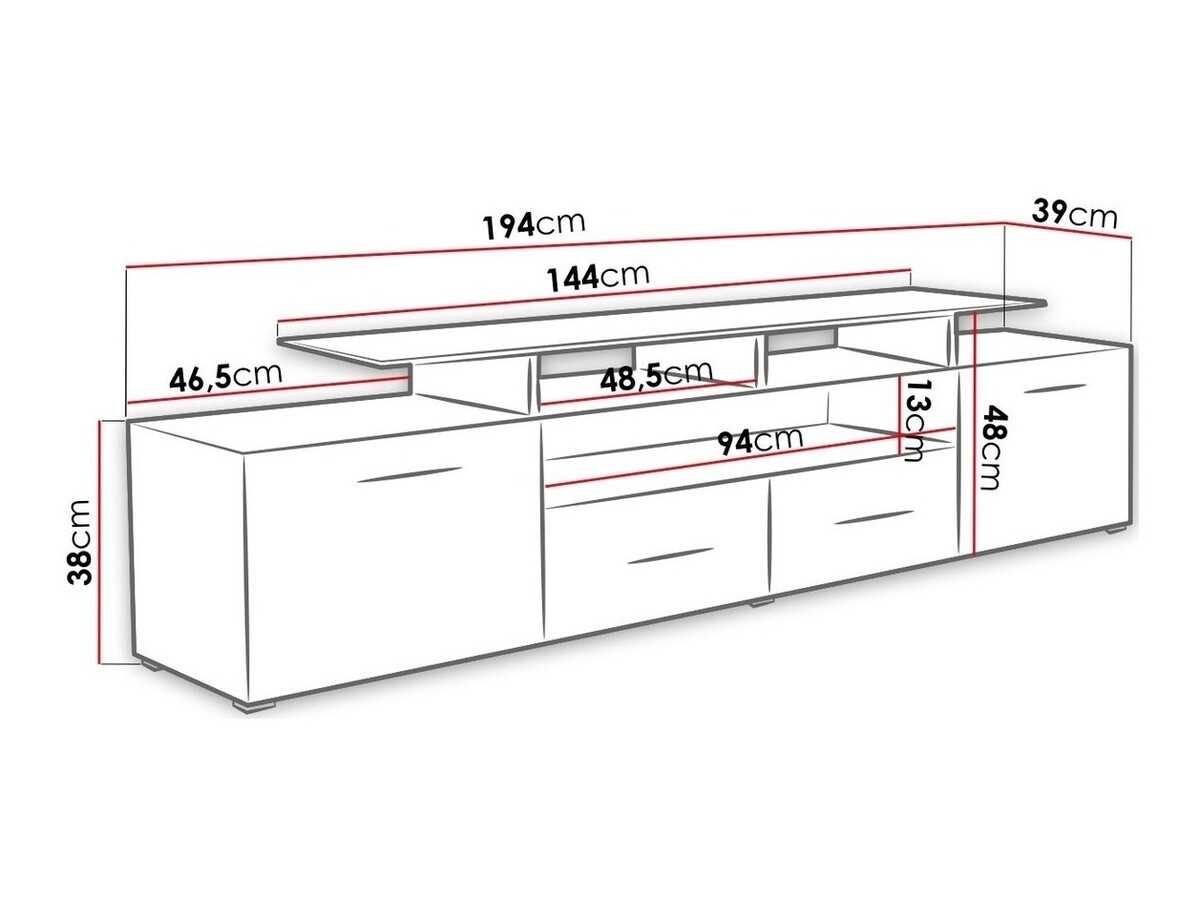 TV galds Charlotte 117 (Balts + Glancēts balts)