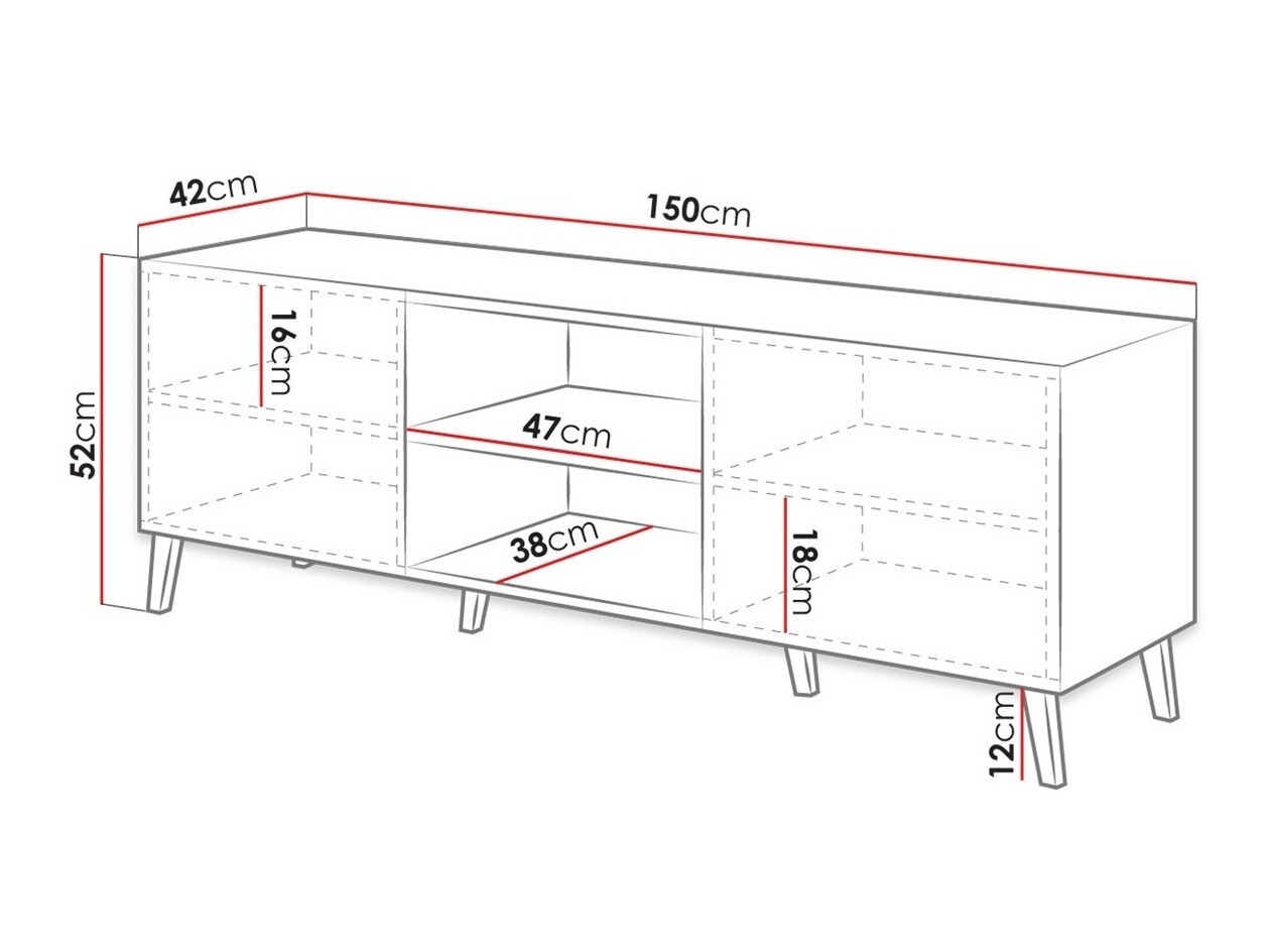 TV galds Charlotte 144 (Balts + Glancēts balts)