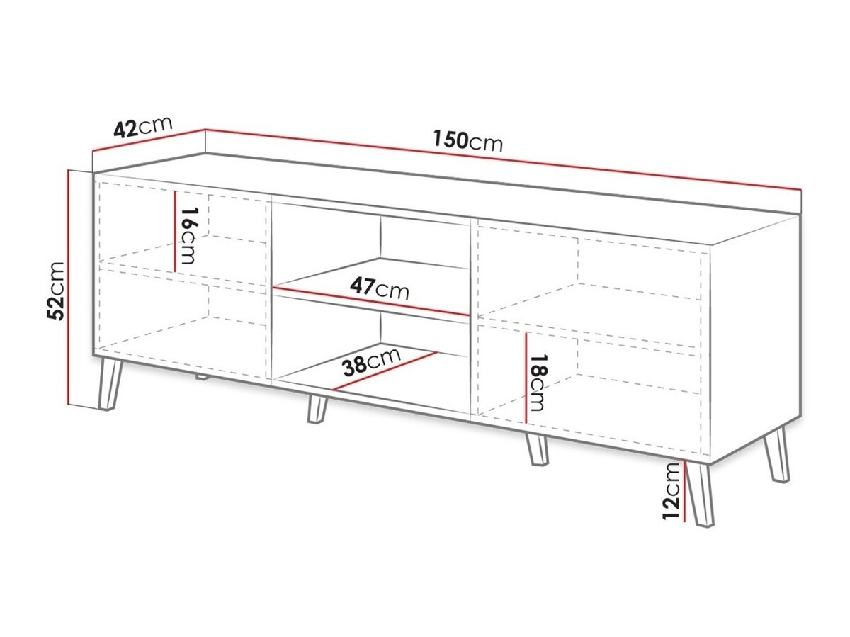 ТВ тумба Charlotte 144 (Чёрный + Глянцевый черный)