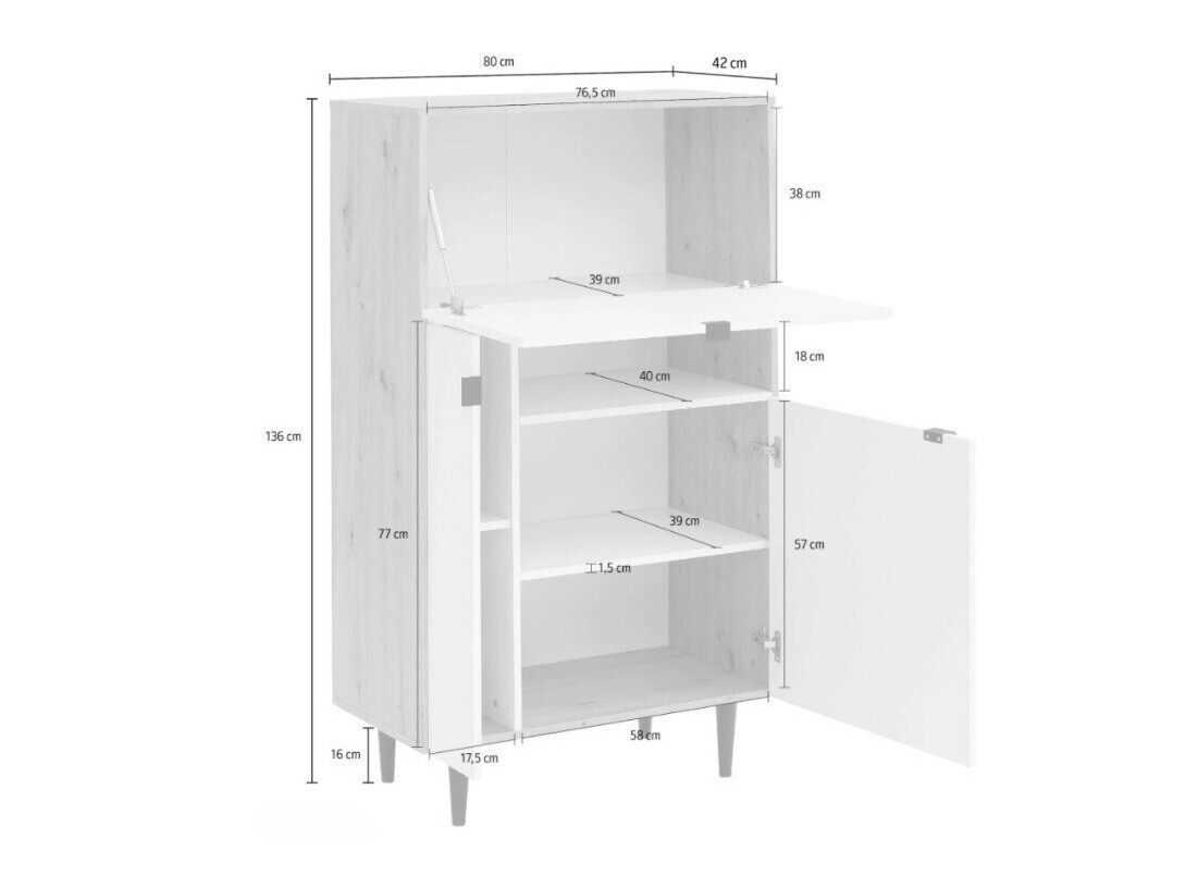 Skapis Denton 1436 (Balts + Artisan ozols)