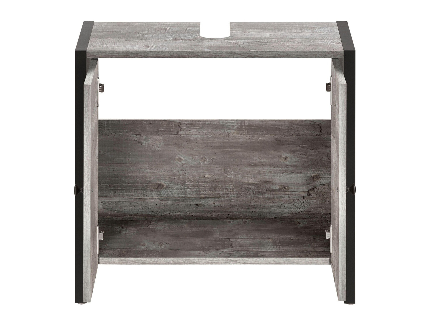 Hапольный шкафчик для ванной Larnovo 113 (Серый дуб + Чёрный)