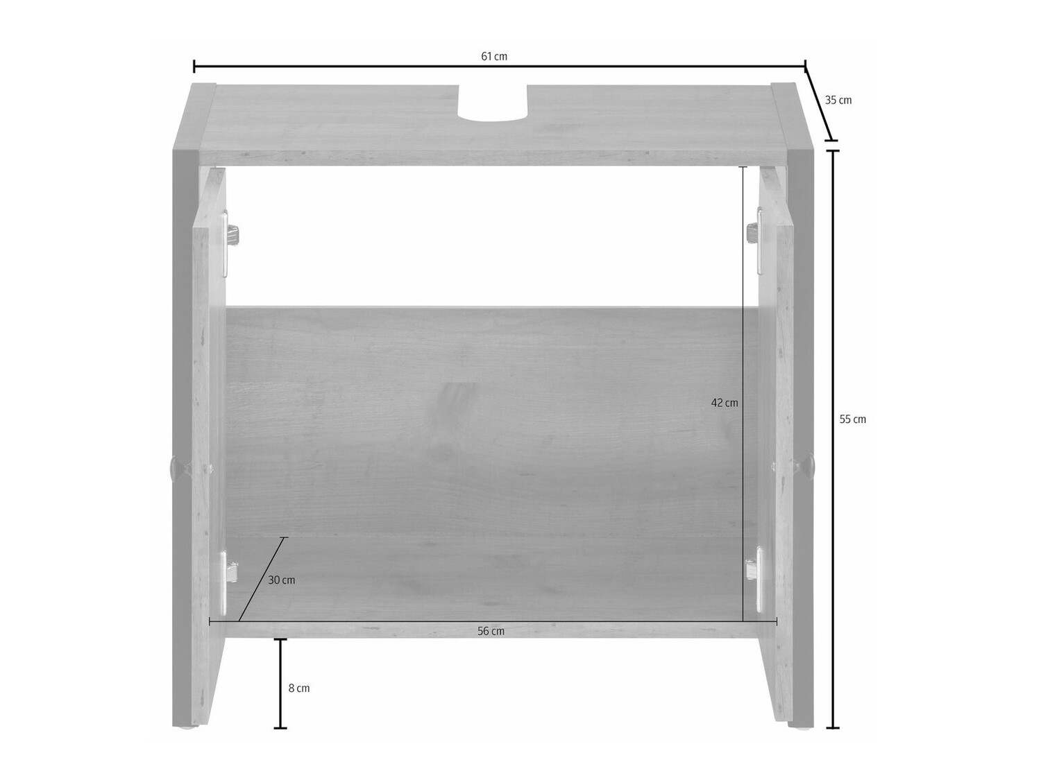 Stāvošs vannas istabas skapītis izlietnei Larnovo 113 (Pelēks ozols + Melns)