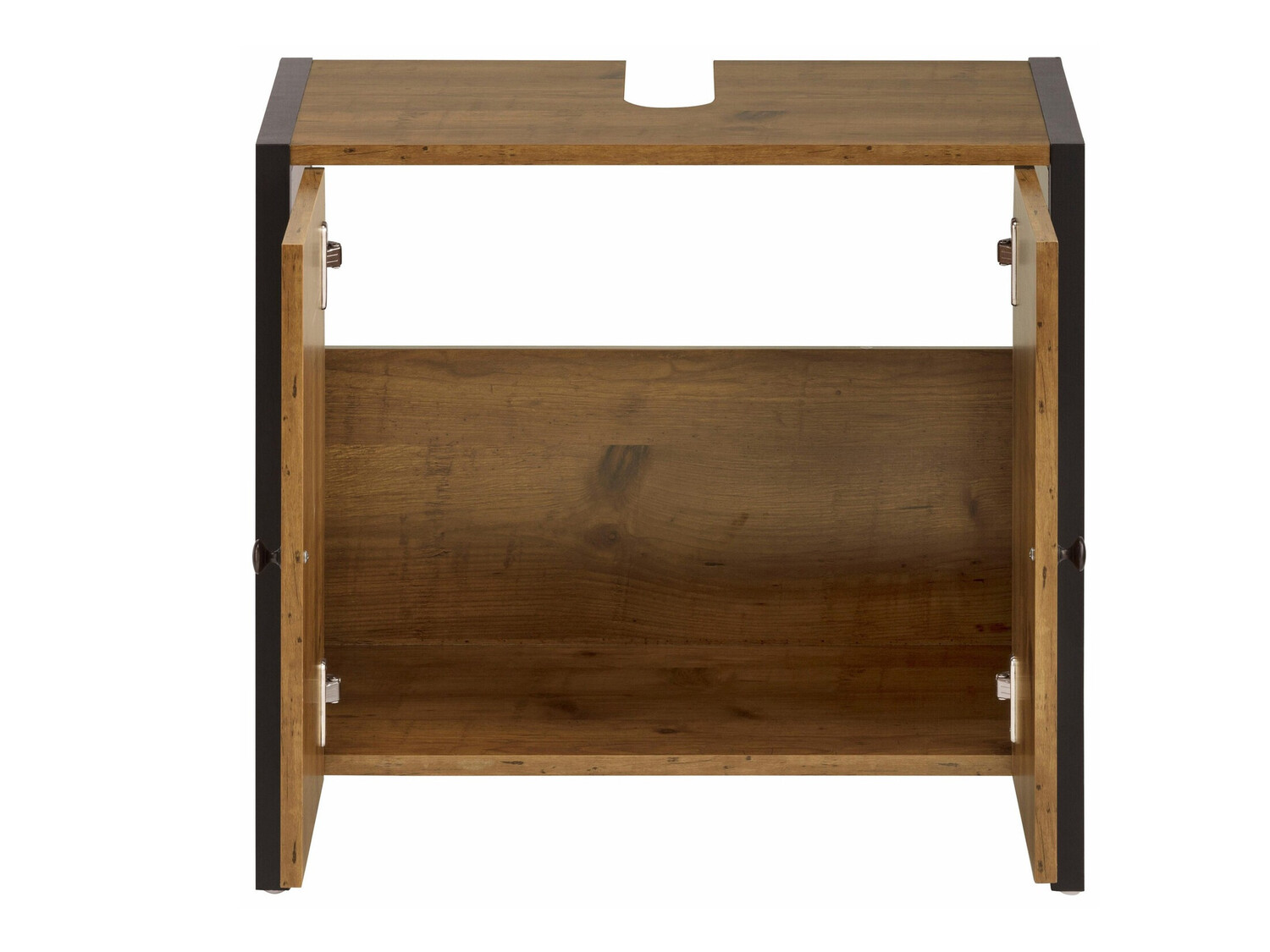 Stāvošs vannas istabas skapītis izlietnei Larnovo 113 (Tumšs ozols + Melns)