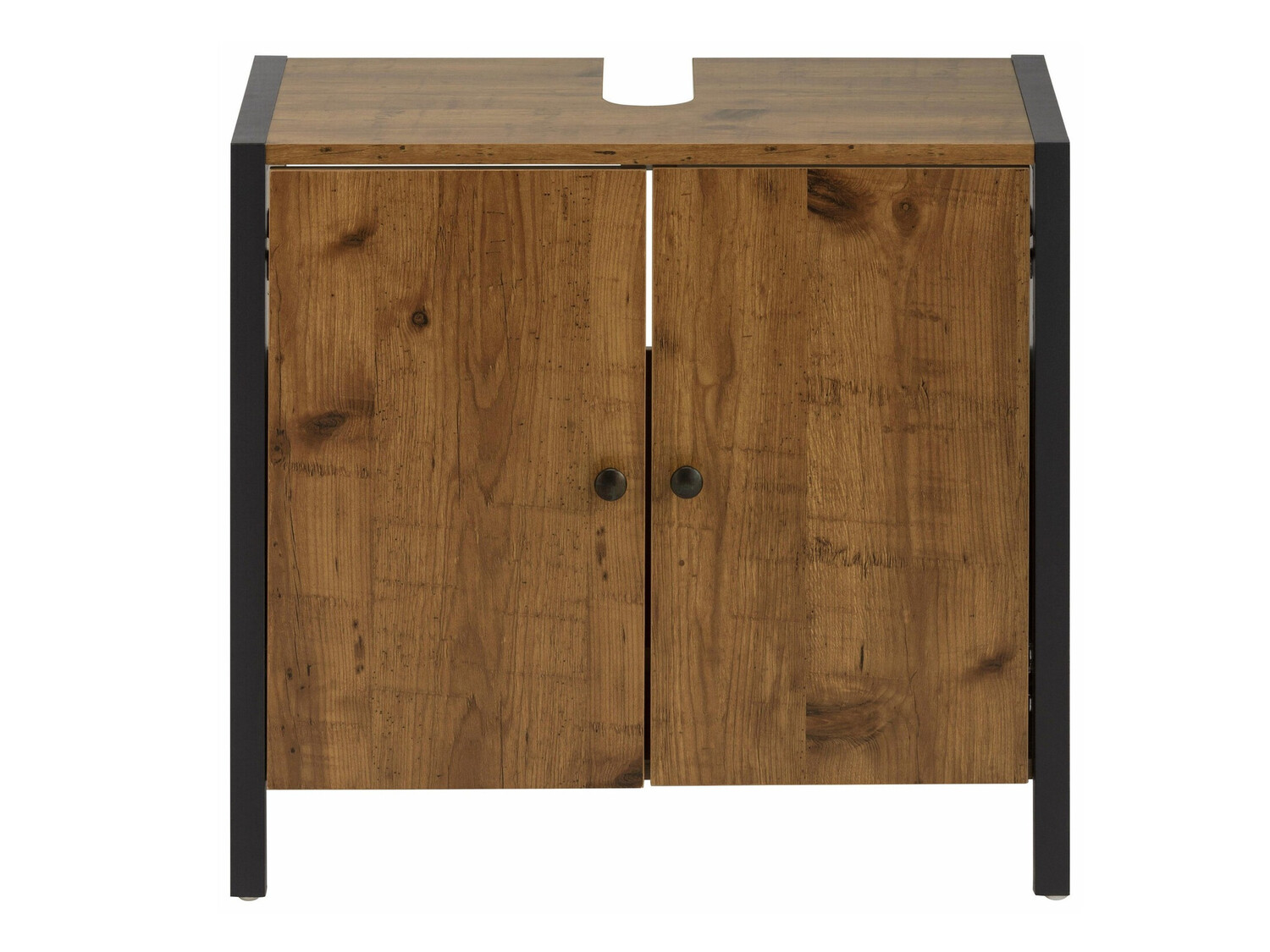 Stāvošs vannas istabas skapītis izlietnei Larnovo 113 (Tumšs ozols + Melns)