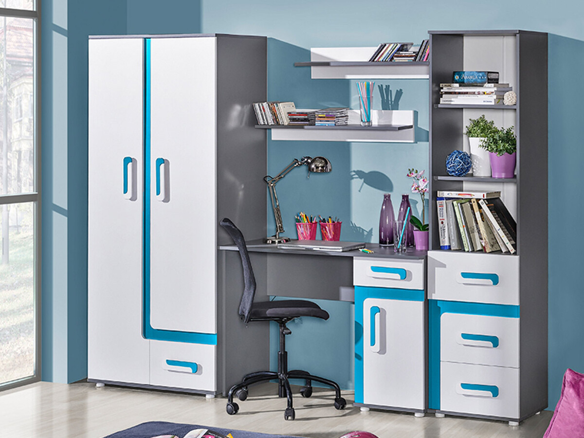 Набор для детской комнаты Levtala 116 (Антрацит + Белый + Бирюзовый)