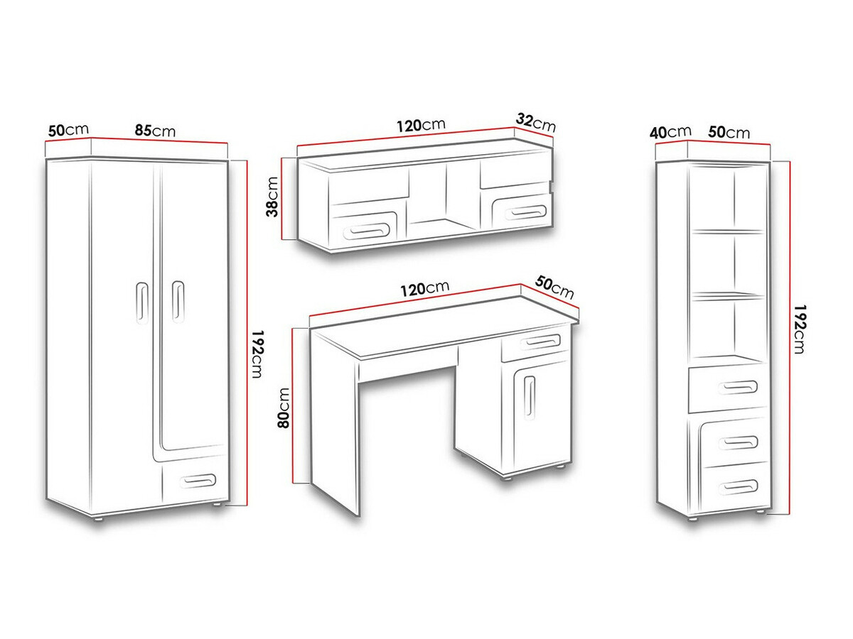 Bērnu istabas komplekts Levtala 120 (Antracīts + Balts + Tirkīzs)
