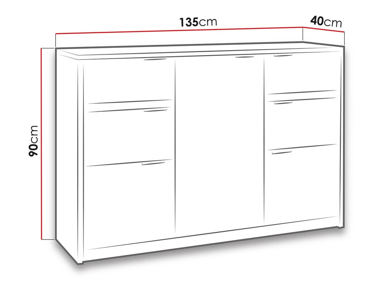 Kомод Fivelbo 101 (Монастырский дуб + Глянцевый черный)