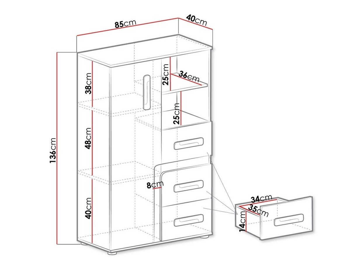 Kumode Aviseve 101 (Antracīts + Balts)