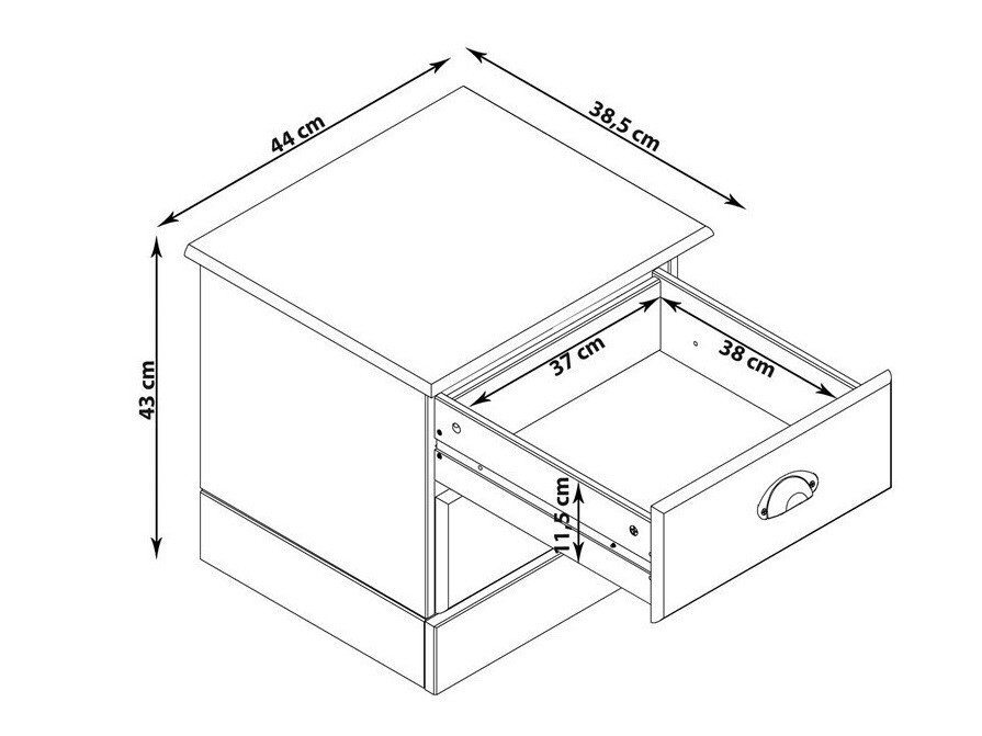 Naktsgaldiņš Denton 1427 (Balts + Gaišs koks)