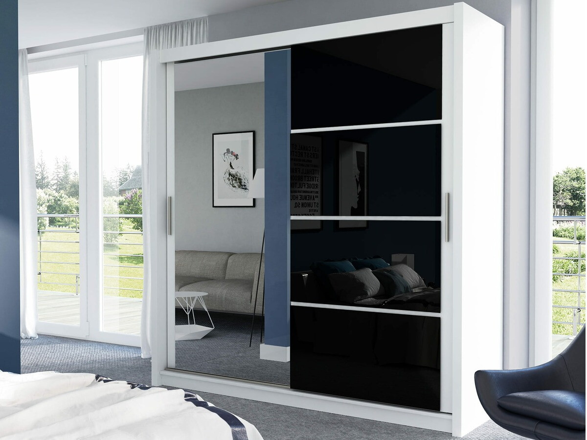 Skapis Honolulu 111 (Balts + Glancēts melns)