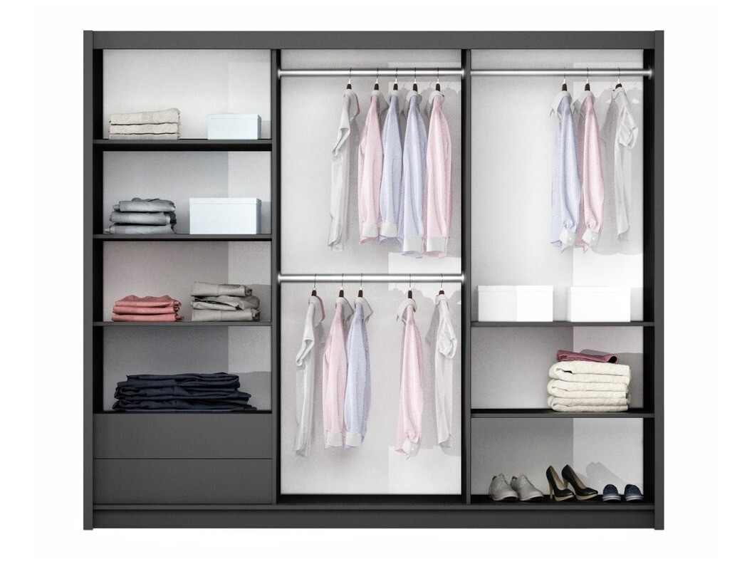 Skapis Honolulu 122 (Grafīts + Glancēts balts)