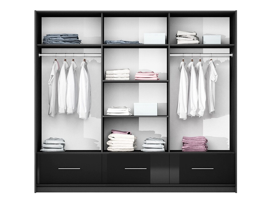 Skapis Honolulu 203 (Glancēts melns + Melns)