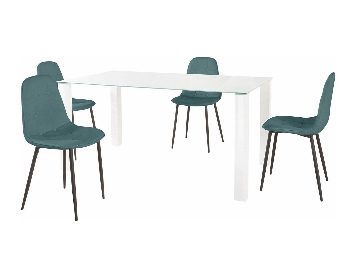 Ēdamistabas komplekts Denton 268 (Balts + Melns + Tirkīzs)