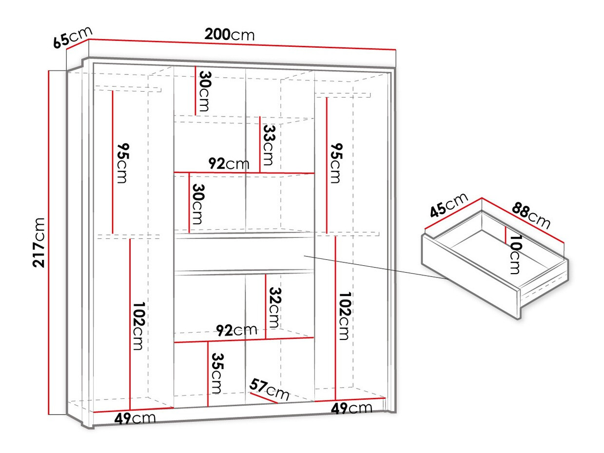 Skapis Honolulu 135 (Balts)