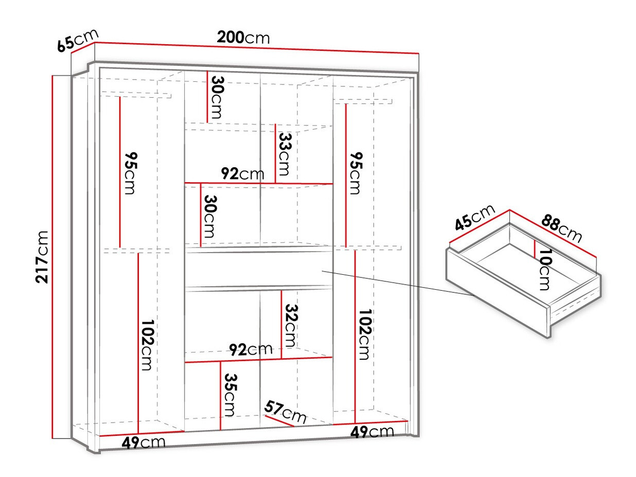 Skapis Honolulu 135 (Grafīts)