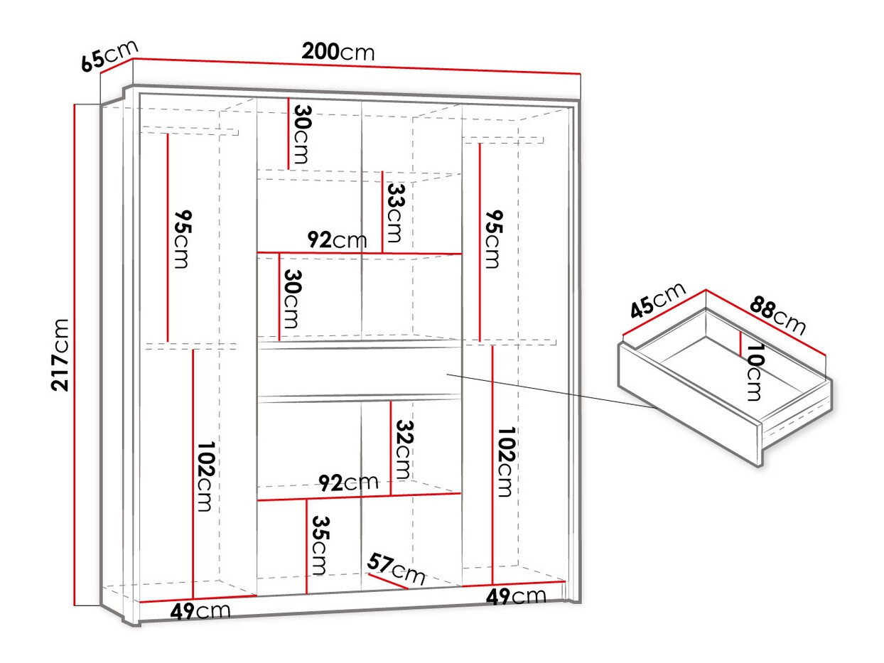 Skapis Honolulu 135 (Pelēks)