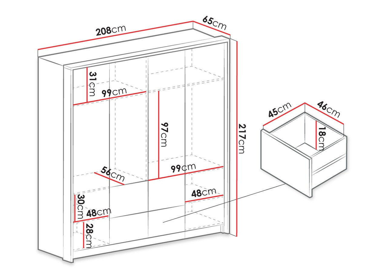 Skapis Honolulu 139 (Balts)