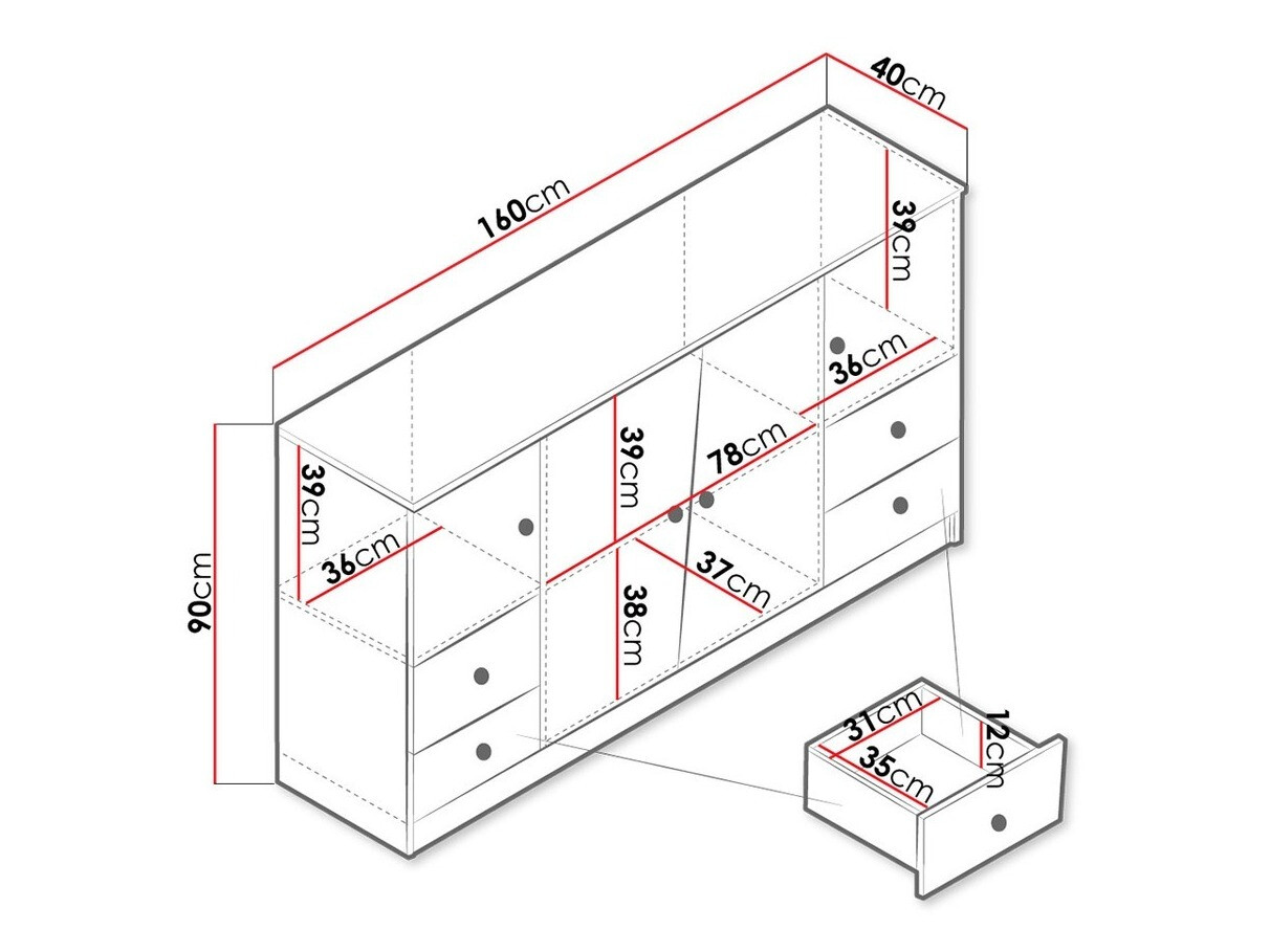 Kомод Almira 105 (Artisan дуб + Белый)
