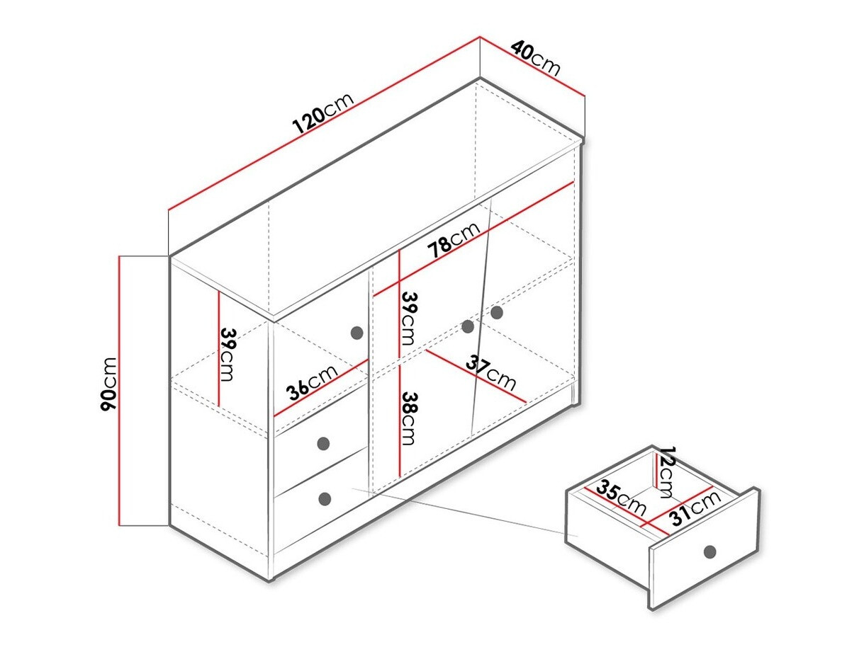 Kомод Almira 106 (Artisan дуб + Белый)