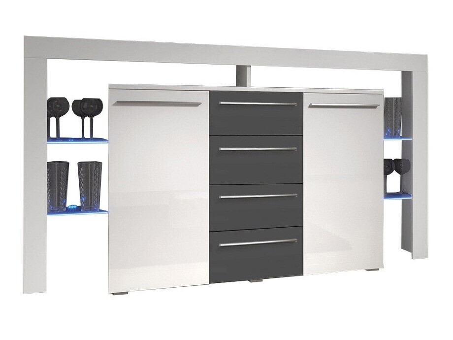 Kомод Nashville 106 (Белый + Глянцевый серый)