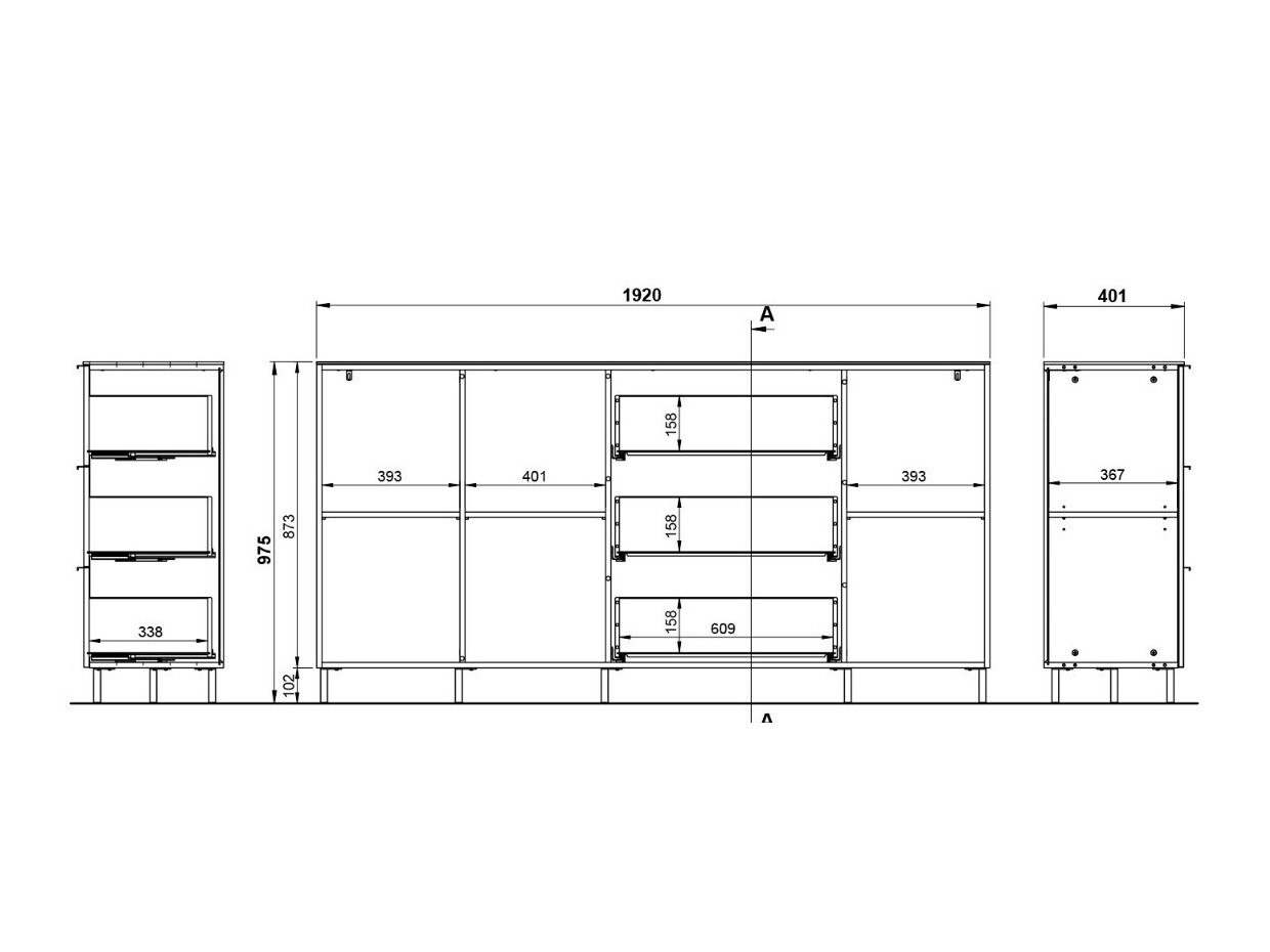 Kомод Revteno 106 (Графит + Navarra дуб)