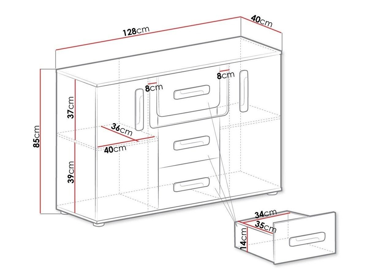 Kumode Aviseve 102 (Antracīts + Balts)