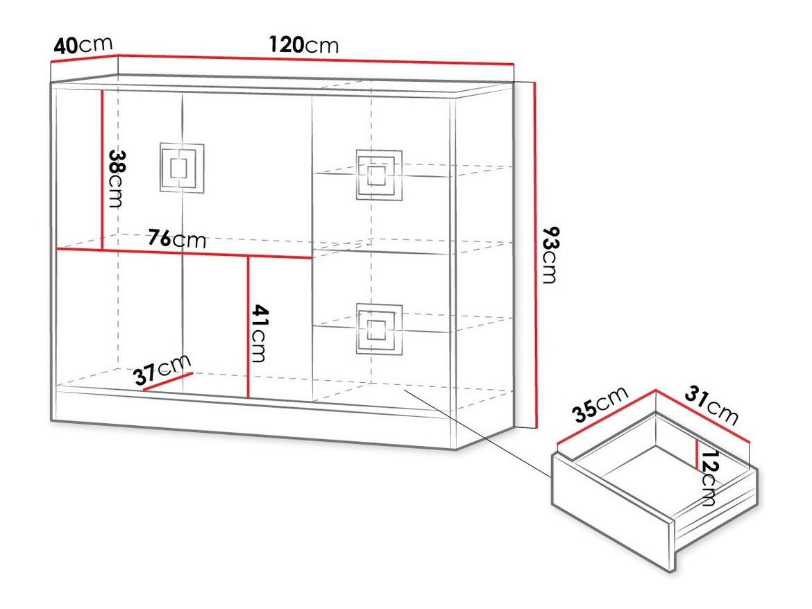 Kumode Tolfere 100 (Gaišs ozols + Balts)