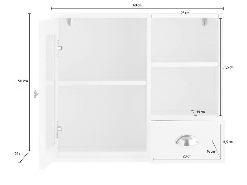 Vannas istabas skapis ar spoguli Elmvene 100 (Pelēks)