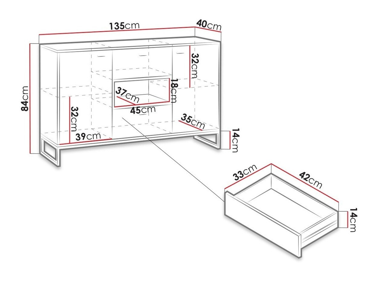 Kомод Baltesi 104 (Белый + Artisan дуб)