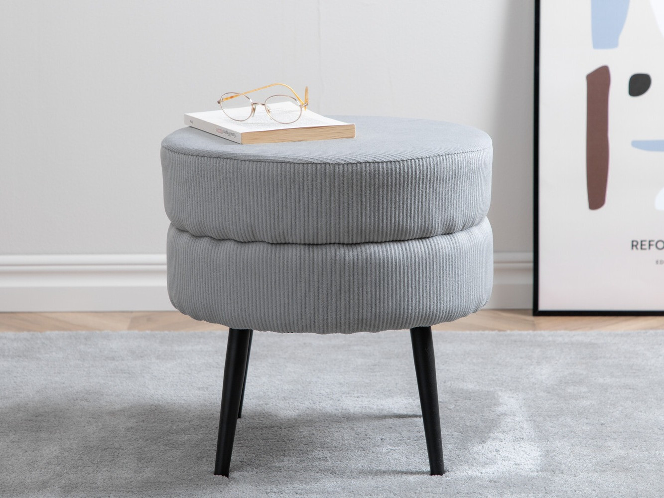 Pufs Dallas 2945 (Gaiši pelēks + Melns)