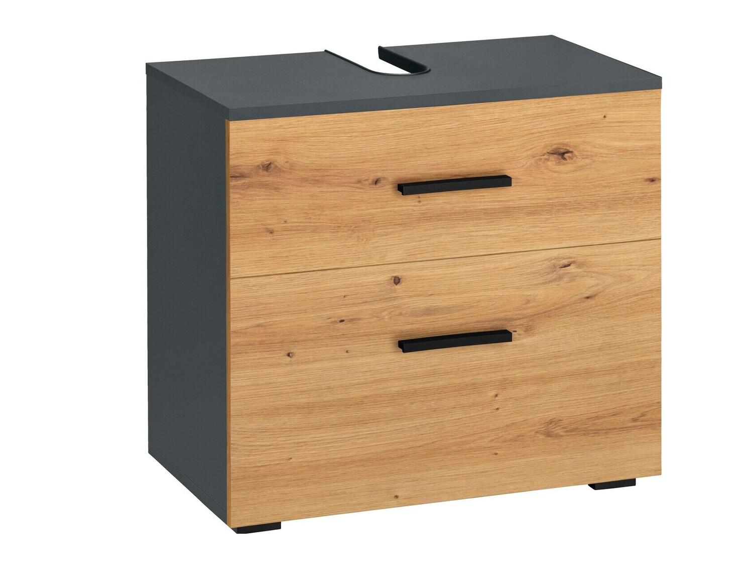 Stāvošs vannas istabas skapītis izlietnei Larlori 100 (Antracīts + Ozols)