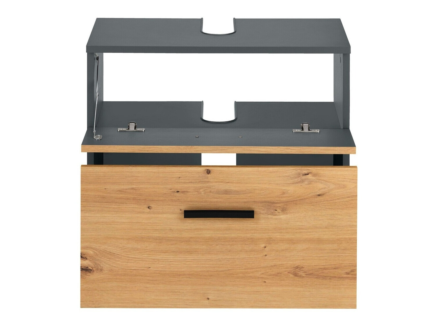 Stāvošs vannas istabas skapītis izlietnei Larlori 100 (Antracīts + Ozols)