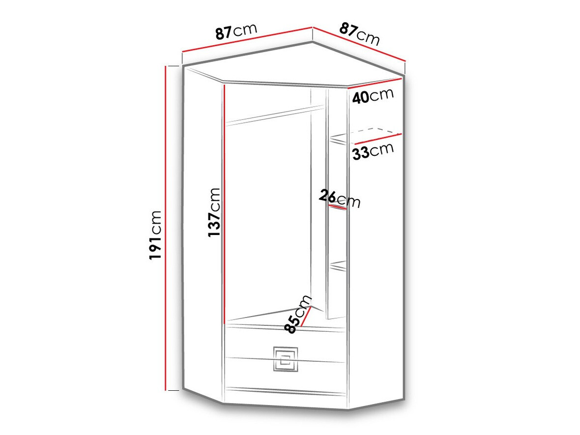 Угловой шкаф Balvire 103 (Светлый дуб + Белый + Серый)