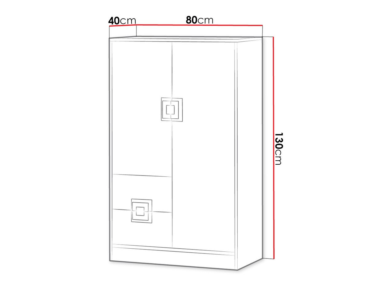 Kumode Balvire 108 (Gaišs ozols + Balts + Pelēks)