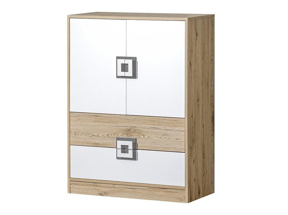 Kumode Balvire 109 (Gaišs ozols + Balts + Pelēks)