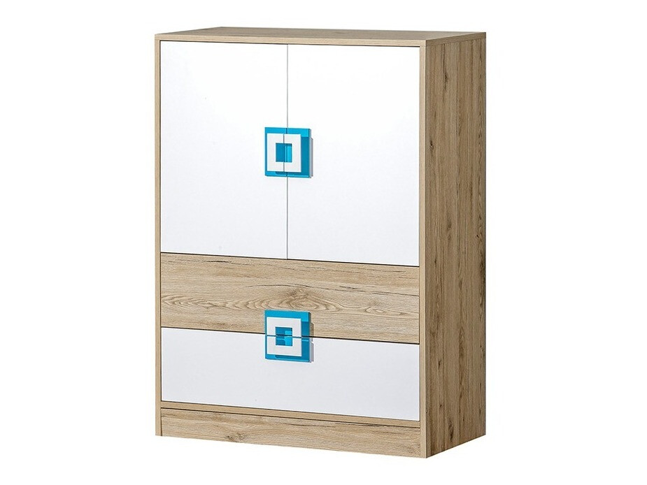 Kumode Balvire 109 (Gaišs ozols + Balts + Tirkīzs)