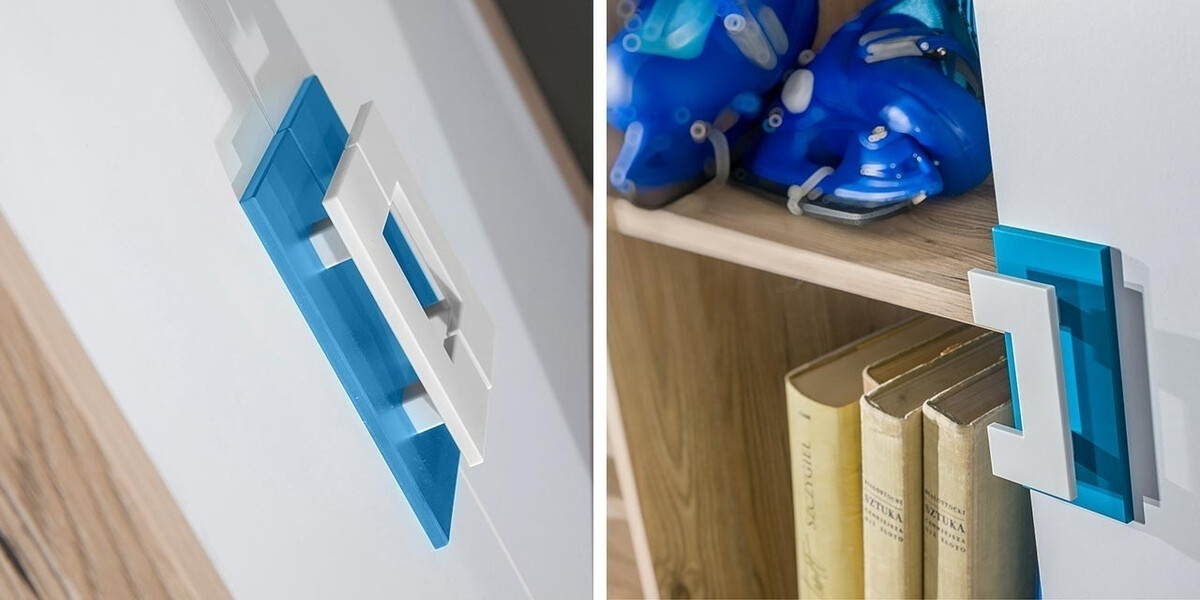 Skapis Balvire 104 (Gaišs ozols + Balts + Pelēks)