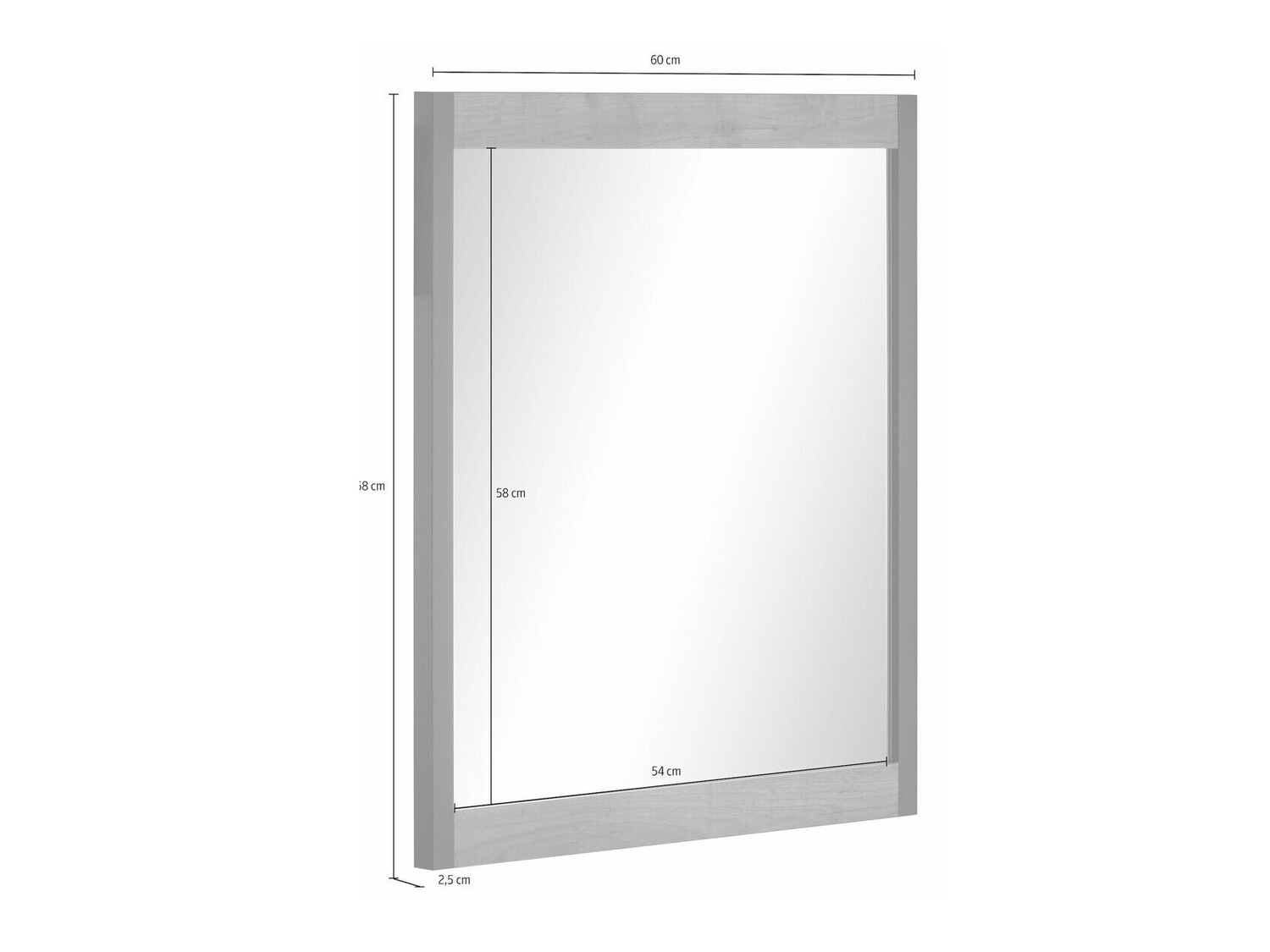 Spogulis Larnovo 114 (Pelēks ozols + Melns)